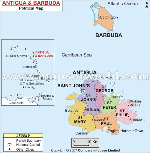 Antigua Barbuda Political Map